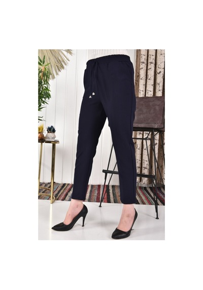 Ggmm Beli Lastikli Dabıl Kumaş Pantolon Lacivert - 621259658 Lacivert