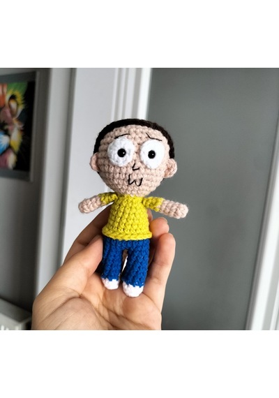 Amigurumi Morty Oyuncak Bebek Minik Boy Çizgi Karakter 13 Cm