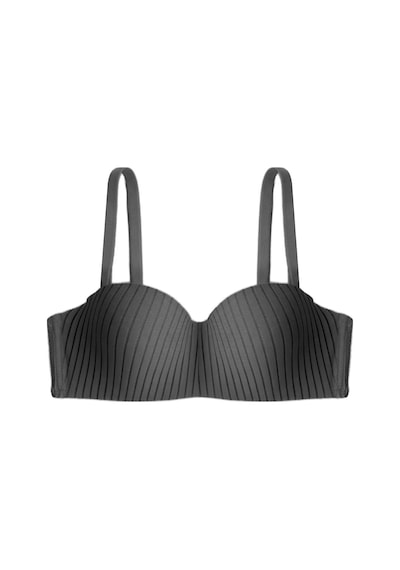 Cottonill Seamless Bra - Striva Siyah Mikro Çizgi Desenli Balenli Kadın Sütyen -
