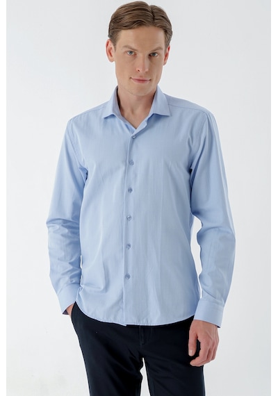 Morven Erkek Mavi Trend Baskılı Desenli İtalyan Yaka Slim Fit Gömlek 24mc004011300 Mavi