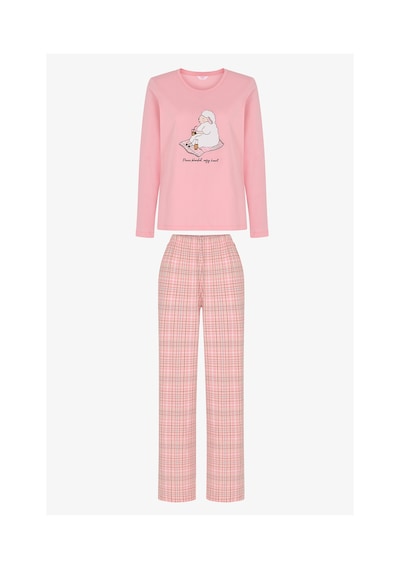 Penti Pembe Rahat Kalp Uzun Kollu Pantolon Pijama Takımı Pk32