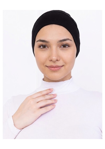 Alivascarf Hava Alan Fileli Klima Fit Bone Dikişsiz Siyah Kadın Tesettür Pratik İç Bone