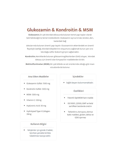 Wiselab Glukozamin & Kondroitin & Msm Tip 2 90 Tablet
