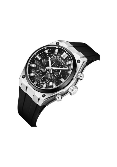 Quantum Hng1237.351 Quartz Kronograf Silikon Siyah 10 Atm 41 Mm Erkek Kol Saati Gri