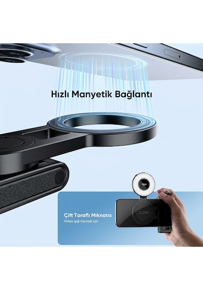 Ulanzi Jj03s Manyetik Telefon Tripodu 360 Selfie Çubuğu Bluetooth Kumandalı Siyah - T090a