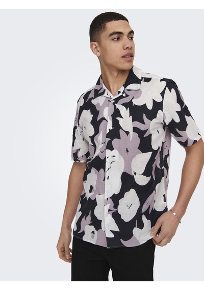 Only & Sons Onstrev Reg Ctn Lın Aop Ss Shırt Noos Erkek Pembe Kk Gömlek - 22025125 Pembe