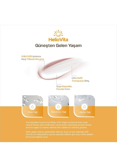 Heliovita Yüksek Koruma Etkili Güneşten Koruyucu Yoğunlaştırılmış Krem, Spf 50+, Pa++++
