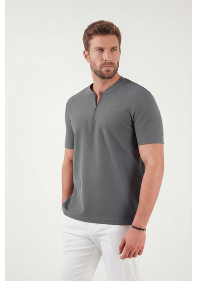 Buratti Pamuklu Regular Fit Yarım Fermuarlı Erkek T Shirt 5902653 Açık Haki