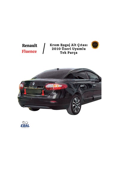 Ebal Otomotiv Renault Fluence Krom Alt Bagaj Çıtası 2010 Üzeri P.Çelik