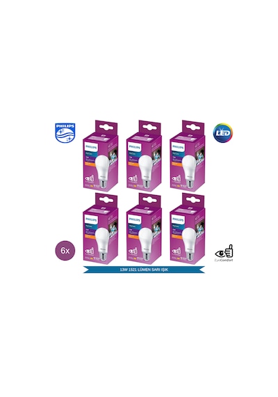 Philips Mycare Led Lamba 13w - 100w 2700k Sarı Işık 1521 Lümen 6 Adet