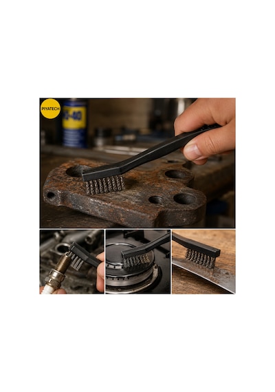 Çift Taraflı Metal Tel Temizleme Fırçası Siyah Pas Paslanmaz Çapak Kazıyıcı 17 Cm