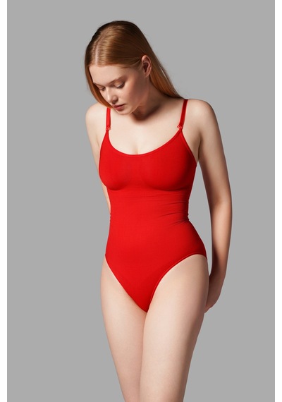 Fit Women 2 Beden Alt Tarafı Çıtçıtlı Zıbın Korse Seamless 9051 Kırmızı