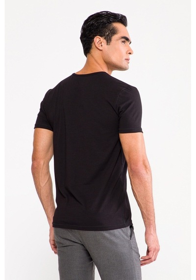 D'S Damat Trendy Bisiklet Yaka T-Shirt Siyah