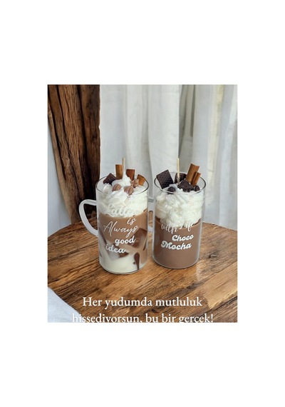 Cafe Latte Ve Mocha Soya Mum 2 Adet Beyaz