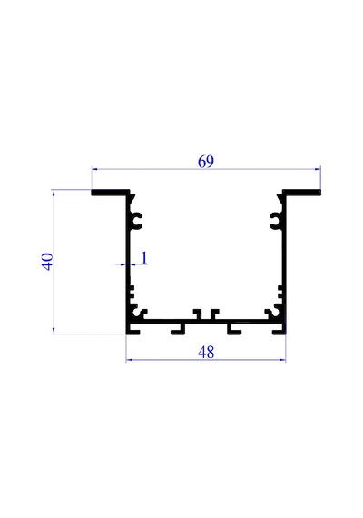 Led Kanal Profil Alüminyum Sıva Altı Kasa 1 Metre 2185 Sa 40x48mm Opak Pleksi Yan Kapak Ve Yay Dahil