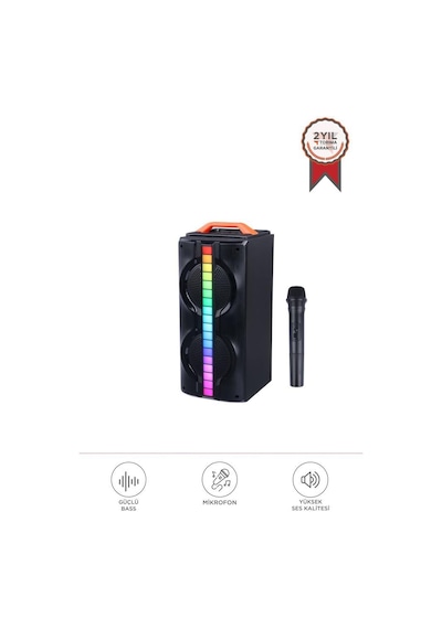 Torima Kts-1790 Siyah Mikrofonlu Rgb Ledli Taşınabilir Bluetooth Hoparlör Parti Speaker