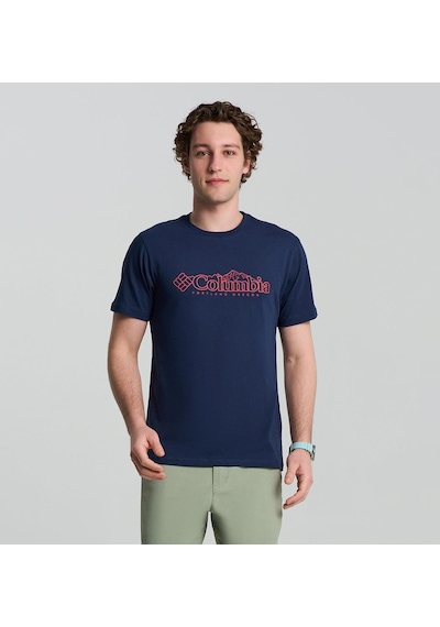 Columbia Csc Branded Peaks Erkek Kısa Kollu Tişört-8055 Koyu Lacivert