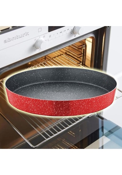 N30 Ultra Lüks 30cm Yuvarlak Granit Fırın Tepsisi İçi 4 Kat Teflon Granit Dışı Silikon Kaplı Tava Diğer