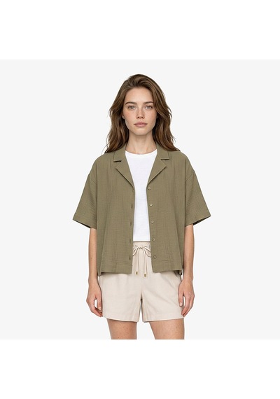 Nautica Kadın Yeşil Regular Fit Kısa Kollu Gömlekdüz65w313t