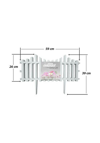 Dekoratif Bahçe Çiti Bordür Plastik Çit 59 Cm Peyzaj Çiçek Koruma Panel Beyaz 20'li 11.8 Mt
