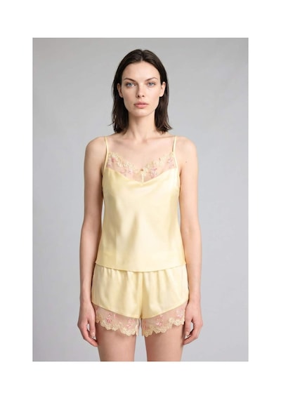 Defacto Regular Fıt Askılı Tül Detaylı 2li Saten Açık Sarı Pijama Takımı H0353ax26smyl83 Sarı-yl83