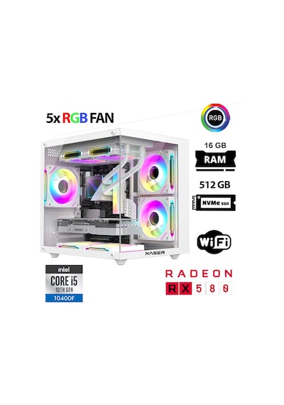Xaser Cube X120 i5-10400F 16 GB 512 GB M.2 Nvme SSD 8 GB RX580 Free Dos Masaüstü Oyuncu Bilgisayarı