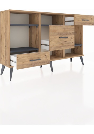 Arges Konsol 4 Raflı 3 Çekmeceli 132x30x83 Çam-antrasit/çam Antrasit/çam Arges Konsol 4 Raflı 3 Çekmeceli 132x30x83 Çam-antrasit/çam Antrasit/çam