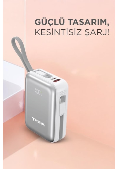 Torima TRM-1018 10000 mAh Hızlı Şarj Dijital Göstergeli Powerbank Beyaz