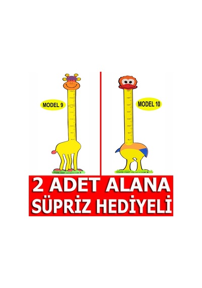 Boy Ölçer Sticker Zürafa Aslan Kuş Ayıcık Büyüme Tablosu Cetveli (283263921)