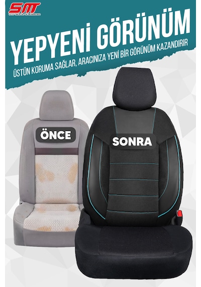 Era Serisi Universal Oto Koltuk Kılıfı Siyah-mavi