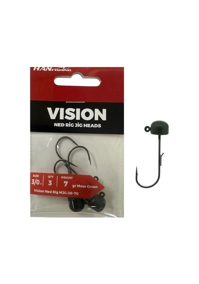Hanfish Vision Ned Rig Jig Head Mjg 7gr No:3/0 Moss Green 3 Adet