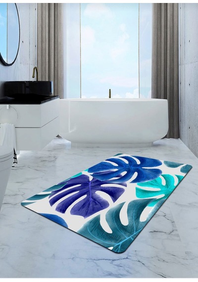 Yaprak, 70X120Cm Kaymaz, Dökülmez, Pamuk Taban Banyo Halısı Çok Renkli