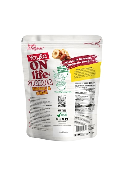 Yayla Onlife Hurmalı Ve Elmalı Granola 200 G X 12 Adet