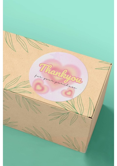 90 Adet Thank You For Your Purchase Etiketi Pembe 3x3cm St2051 Çok Renkli