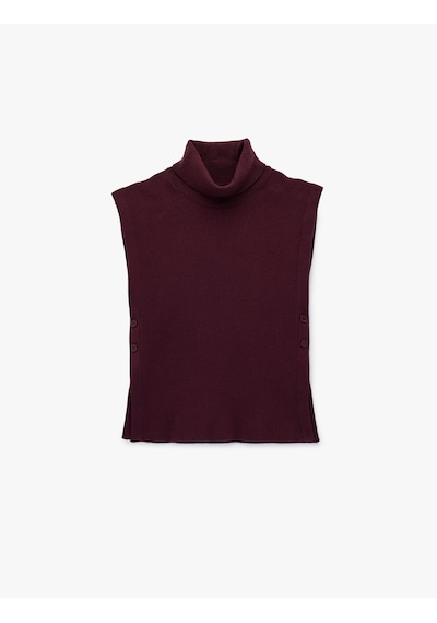 Koton Yanları Düğme Kapama Detaylı Balıkçı Yaka Süveter Bordo 6wak20117ht