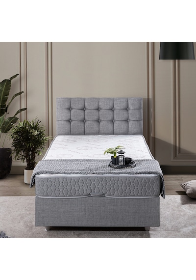 Venedik Tek Kişilik Baza Başlık Comfort Ortopedik Yatak Seti - Açık Gri 90 x 200