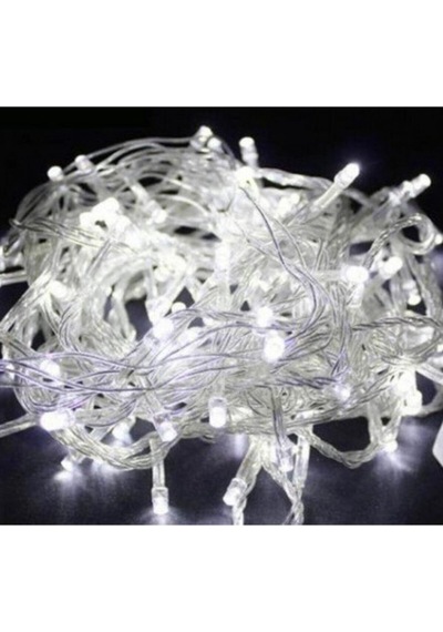 8 Fonksiyonlu 100 Ledli 10 M Fişli Led Dekor Lambası Beyaz Renk Dekoratif Yılbaşı Ağacı Işığı