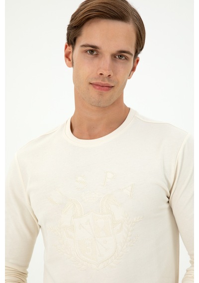 U.S. Polo Assn. Erkek Regular Fit Bisiklet Yaka Krem Sweatshirt 50290582-VR071