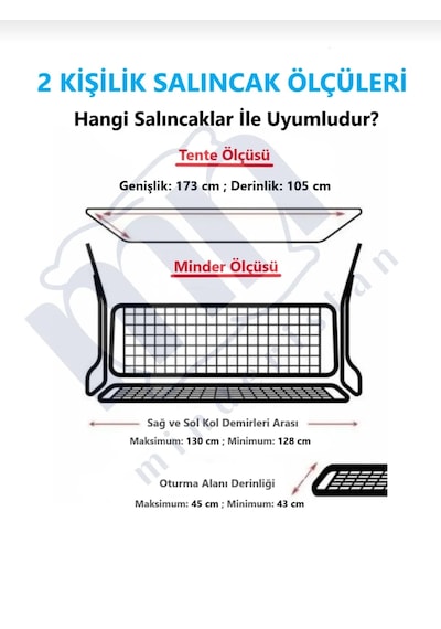 Salıncak Minder Seti Tenteli 2 Kişilik Süngerli Siyah - Beyaz 130x45 Siyah Beyaz