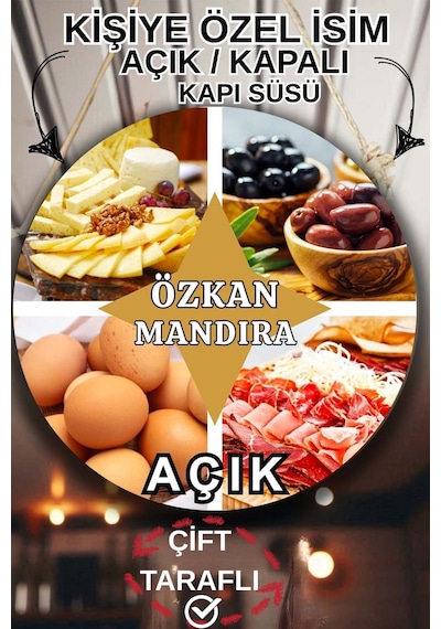 Kişiye Özel Şarküteri Mandıra Açık Kapalı Kapı Süsü, İsme Özel Şarküteri Tabelası Dekoru