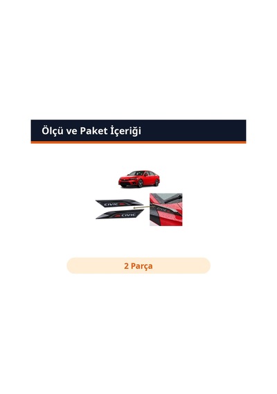 Trobus Ventil Süsü Yazılı Honda Civic Fe1 2022 Ve Sonrası Uyumlu Çamurluk 2 Parça Parlak Siyah