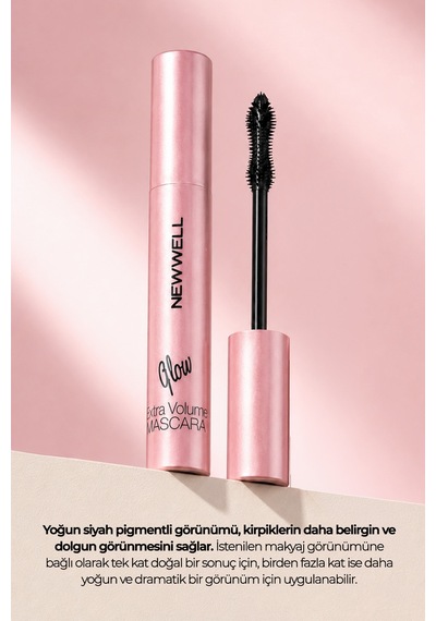 New Well Glow Extra Volume Mascara Ekstra Hacim Veren Siyah Maskara 8 Ml 000 Black