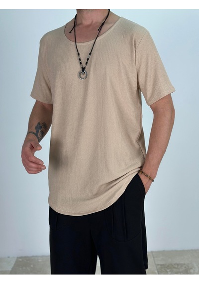 Cocopelli Lycralı Bej T-shirt Coc2029 Bej