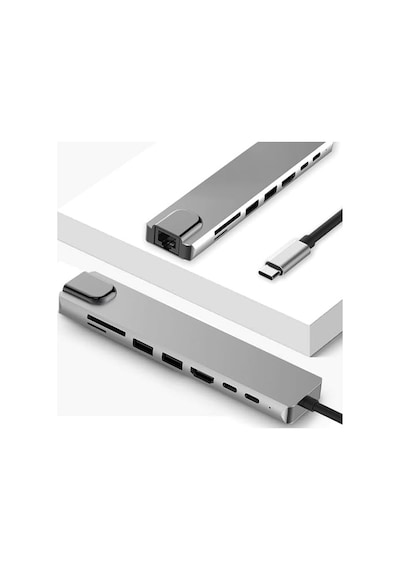 Cf-04 Macbook Uyumlu Type-c To 4k Hdmı Tv Projeksiyon Uhd 1080p 2 Type-c 3 Usb Sd/tf Rj45 Ethernet Lan 8ın1 Çevirici Hub Adaptör