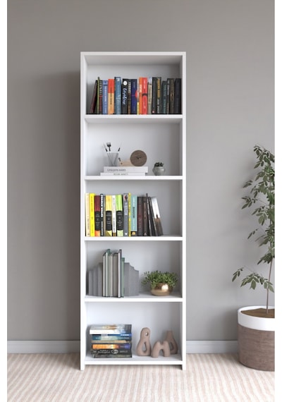 Classy 105nisa 5 Raflı Arkalıklı Kitaplık Çok Amaçlı Dolap Beyaz