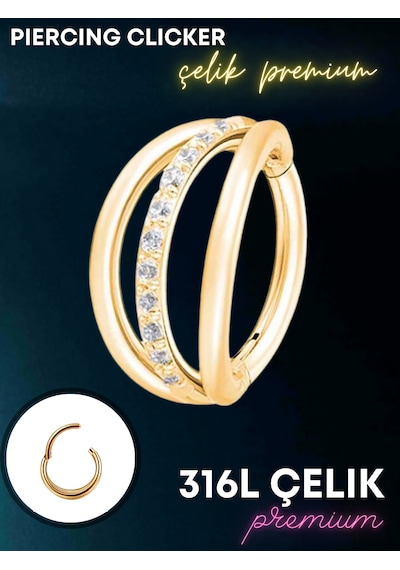 Helix, Tragus, Septum, Kulak Memesi İçin Zirkon Taşlı Çok Amaçlı Altın