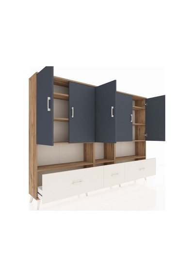Arges Dolap 12 Raflı 3 Çekmeceli 5 Kapaklı 220x30x163 Çam-antrasit/aytaşı Antrasıt/aytası - Atlas Çam Arges Dolap 12 Raflı 3 Çekmeceli 5 Kapaklı 220x30x163 Çam-antrasit/aytaşı Antrasıt/aytası - Atlas Çam