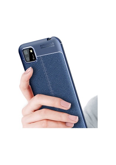 Huawei Y5p Kılıf Niss Deri Desenli Silikon Kılıf Lacivert