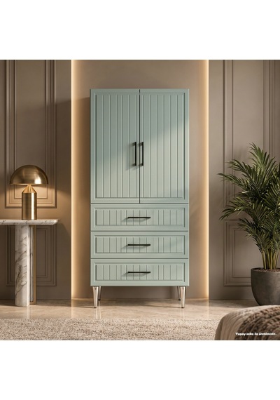 Kensington Çok Amaçlı Dolap 60 Cm 2 Kapak 3 Çekmece Soft Retro Yeşil - Çok Amaçlı Erzak Dolabı Bej Kensington Çok Amaçlı Dolap 60 Cm 2 Kapak 3 Çekmece Soft Retro Yeşil - Çok Amaçlı Erzak Dolabı Bej