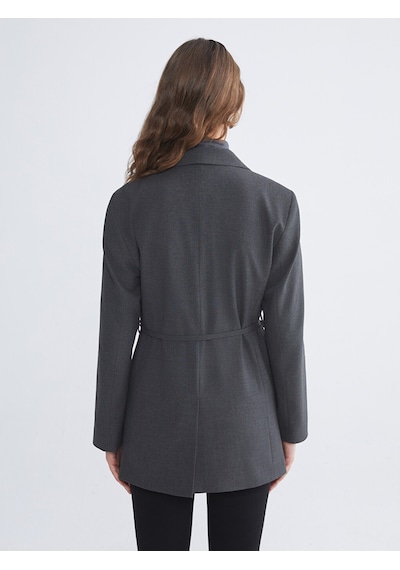 Lcw Modest Antrasit Beli Kuşaklı Kadın Blazer Ceket